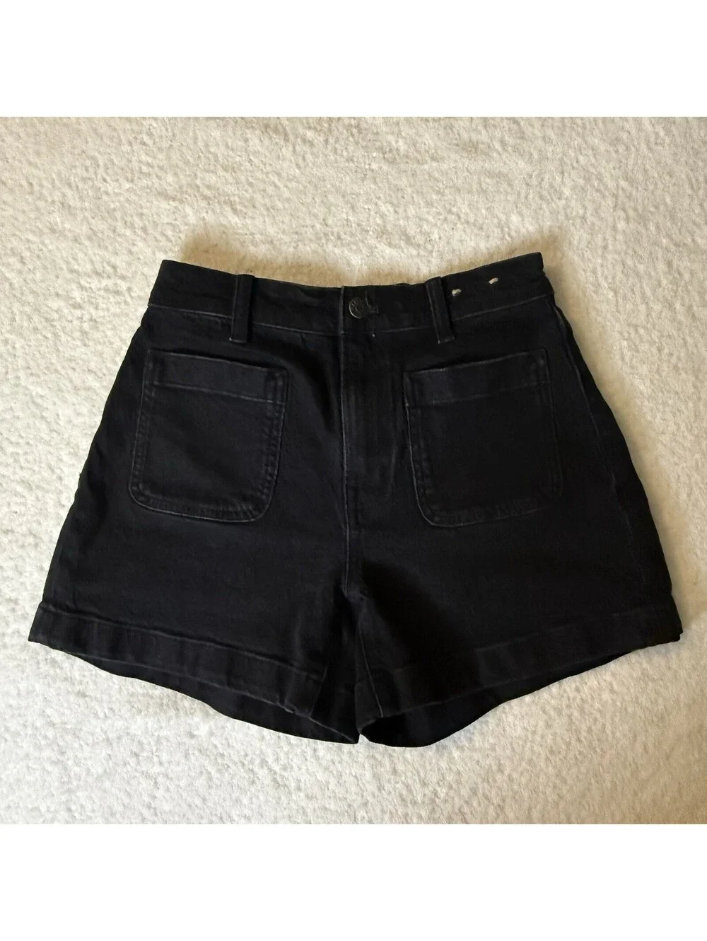Madewell Women’s High-Rise Sailor Shorts Size 24 Black Denim Stretch